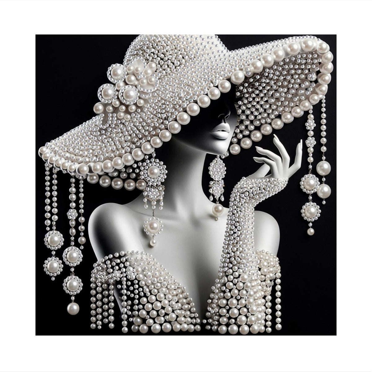 Vintage Glamour in a Wide Brim pearl painting – image 11