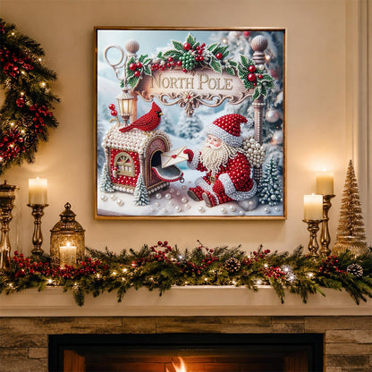 Santa's Mailbox and Cardinal pearl painting – image 3