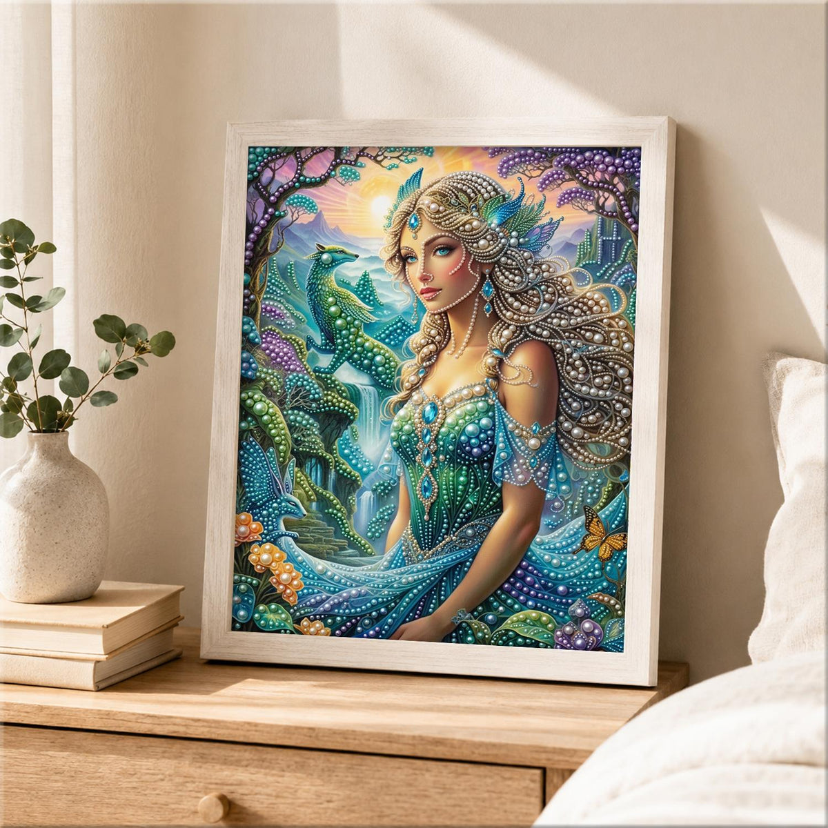 Peacock Garden Goddess pearl painting – image 2