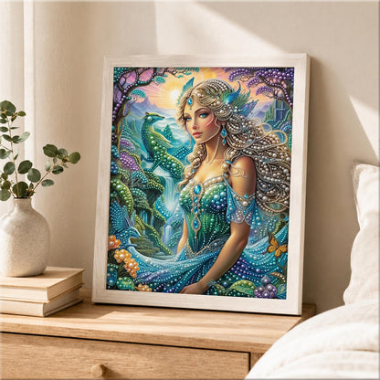 Peacock Garden Goddess pearl painting – image 2