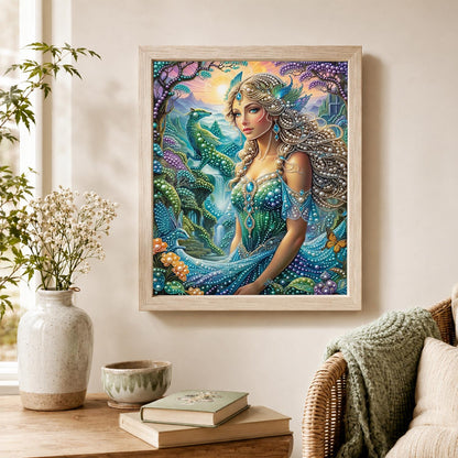 Peacock Garden Goddess pearl painting – image 4