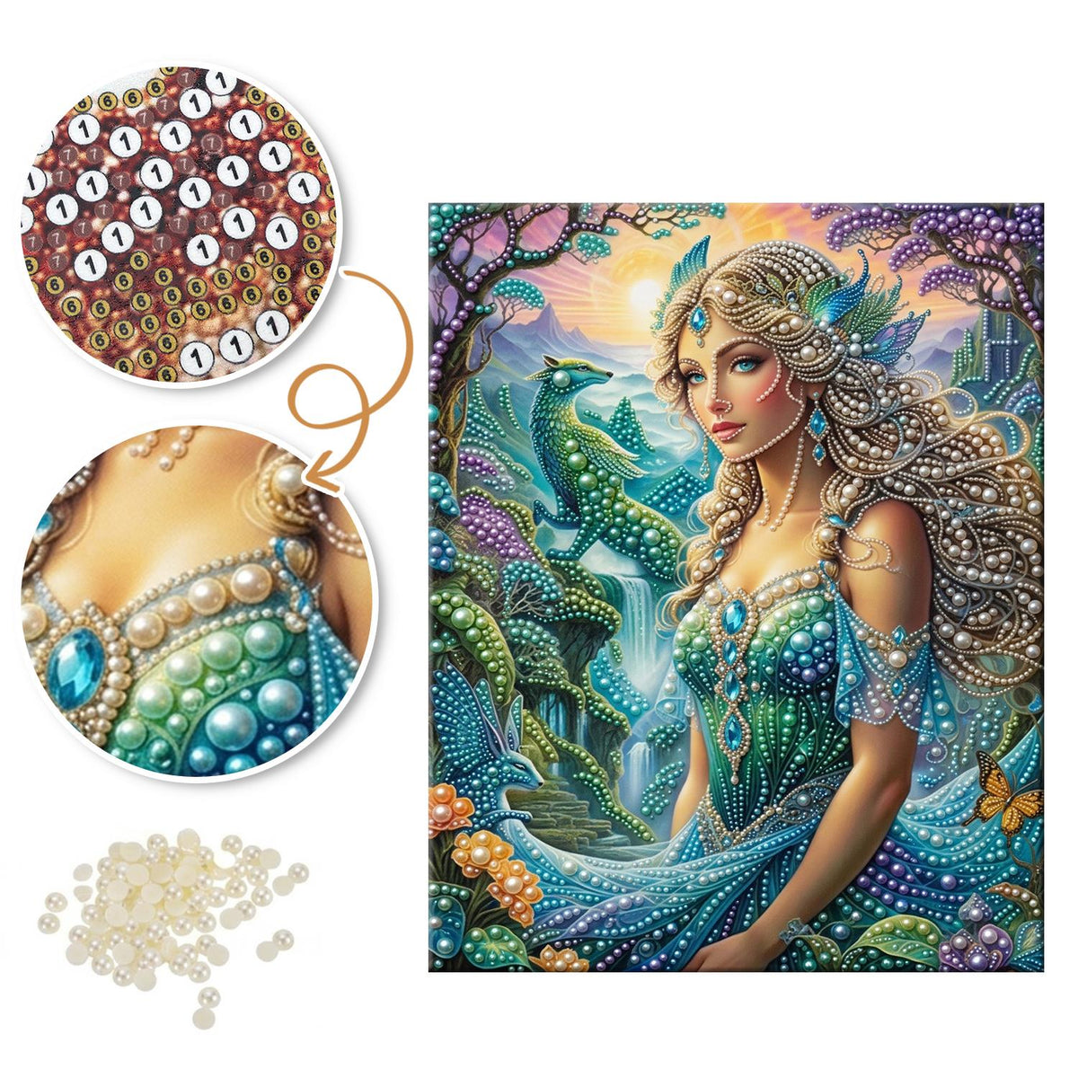 Peacock Garden Goddess pearl painting – image 6