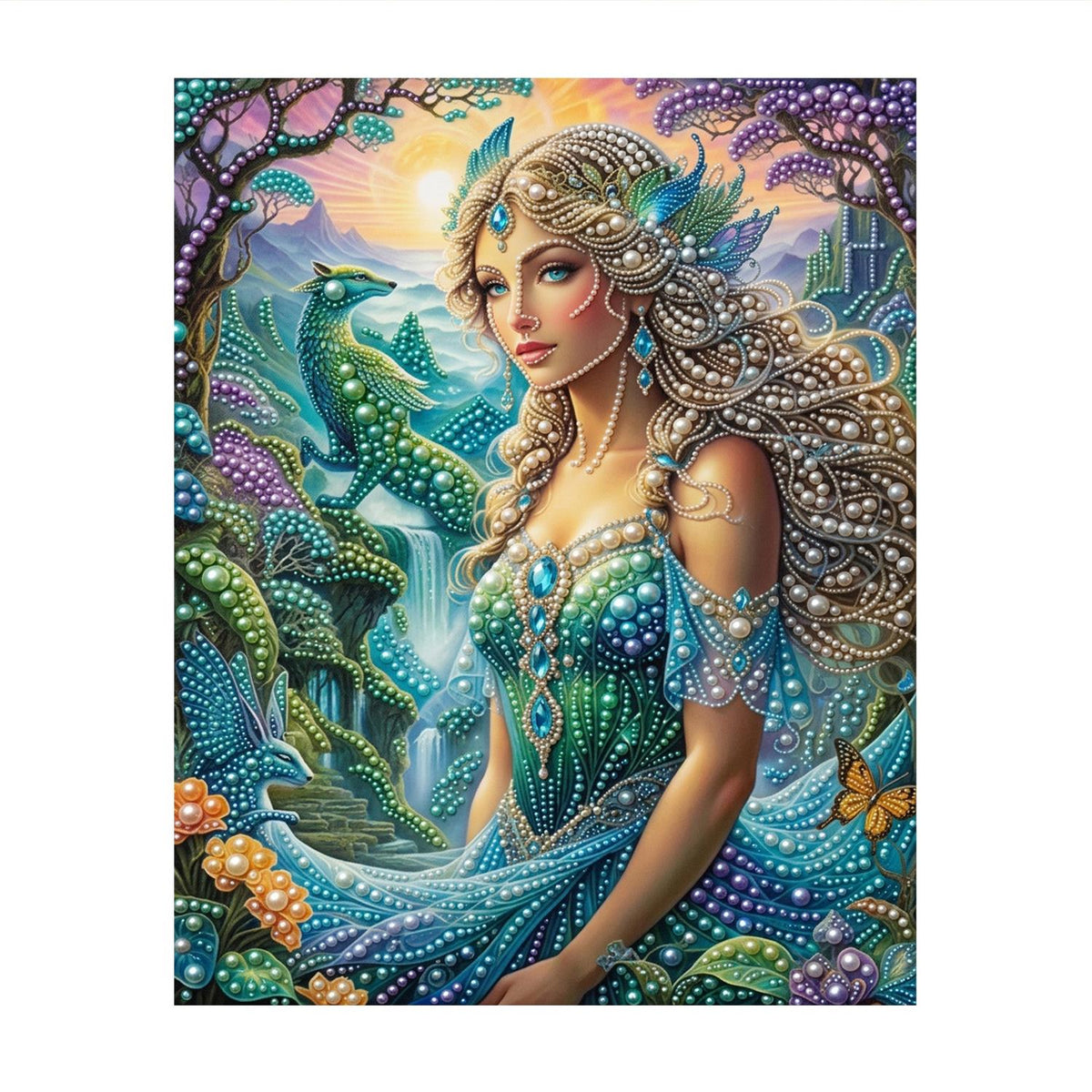 Peacock Garden Goddess pearl painting – image 11