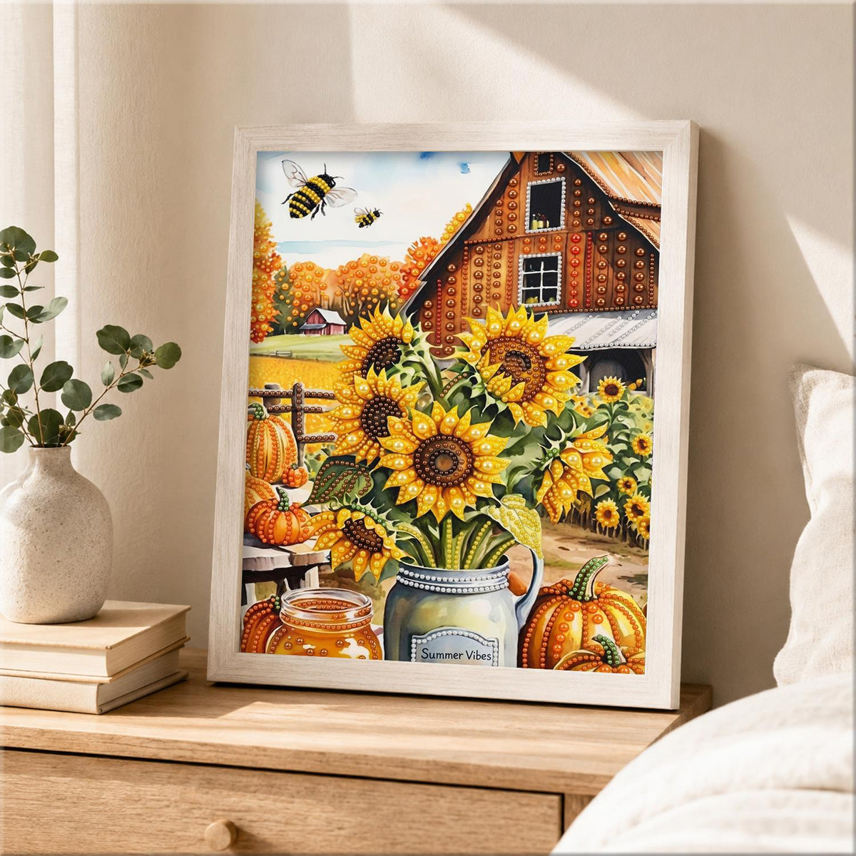 Sunflower Jar at the Red Barn pearl painting – image 2