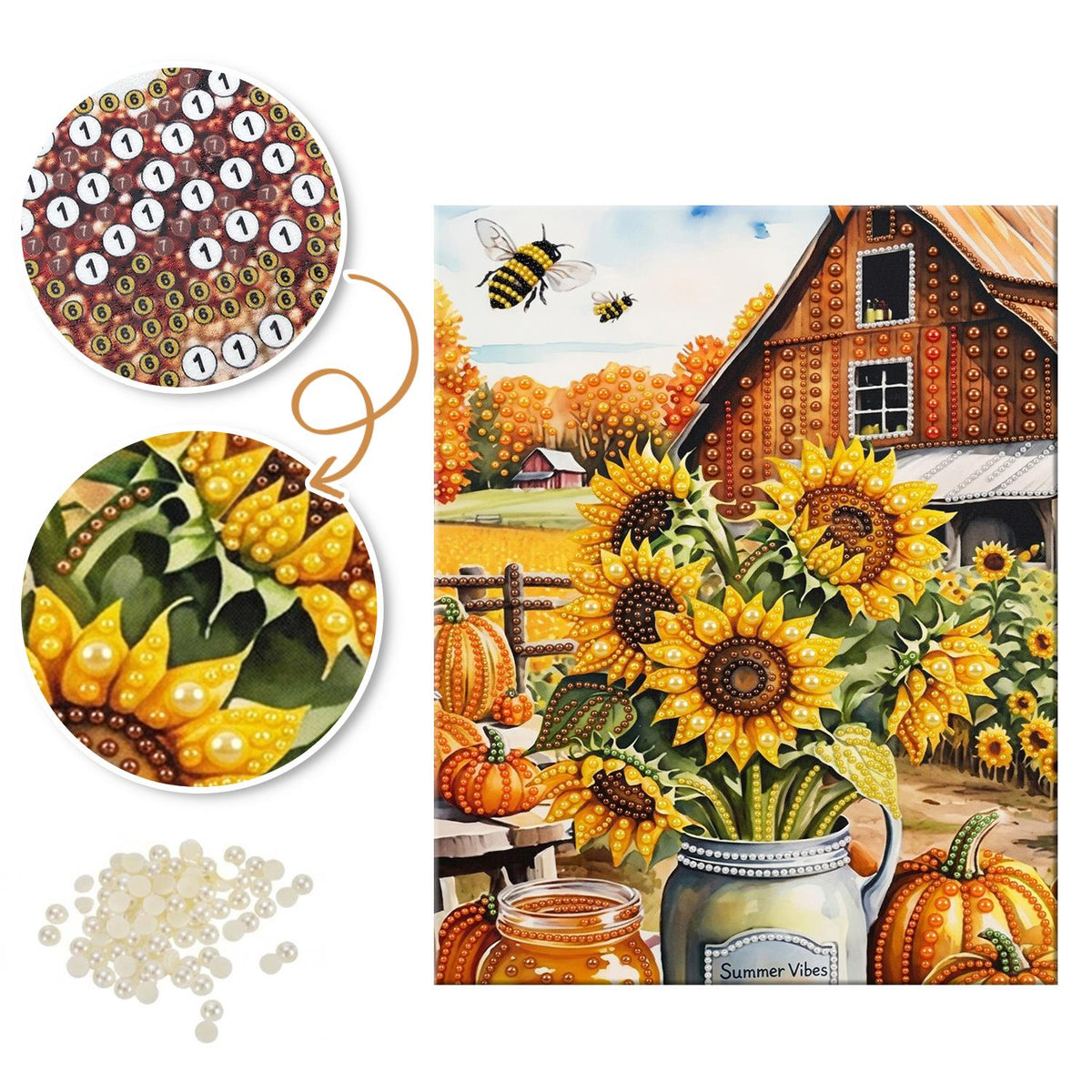 Sunflower Jar at the Red Barn pearl painting – image 6