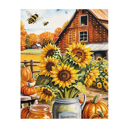 Sunflower Jar at the Red Barn pearl painting – image 11