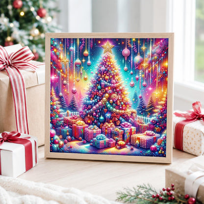 Neon Rainbow Christmas Tree pearl painting – image 4