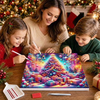 Neon Rainbow Christmas Tree pearl painting – image 15