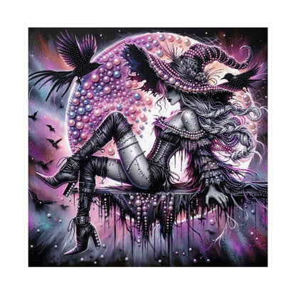 Gothic Witch and Pink Moon pearl painting – image 11