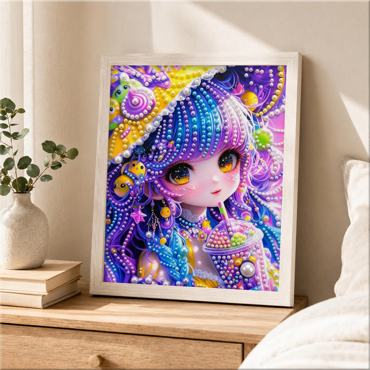 Bubble Tea Galaxy Girl pearl painting – image 2