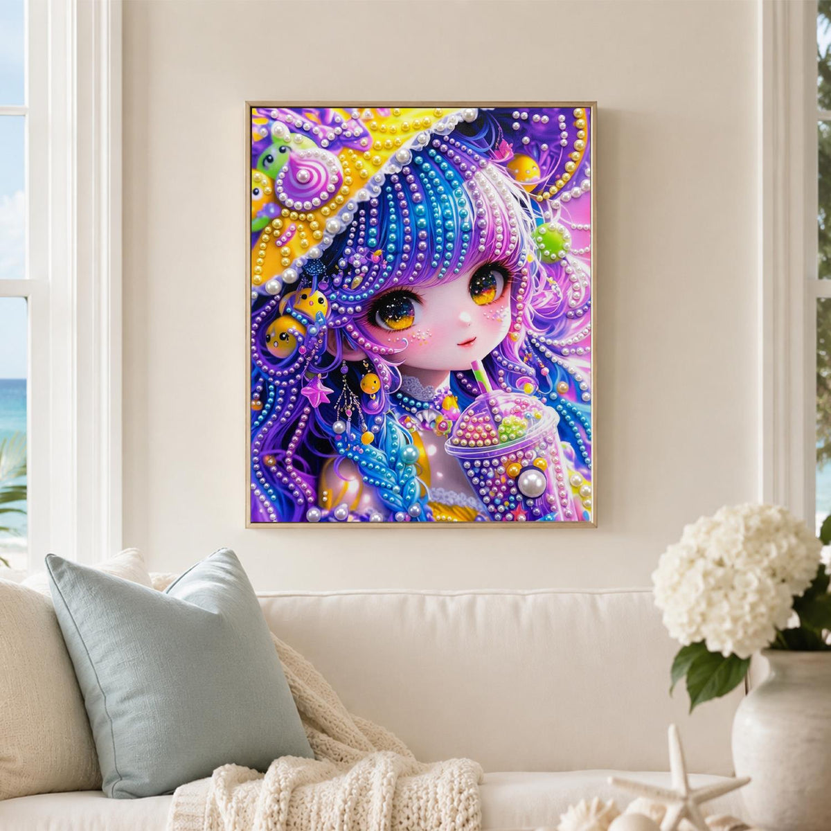 Bubble Tea Galaxy Girl pearl painting – image 3