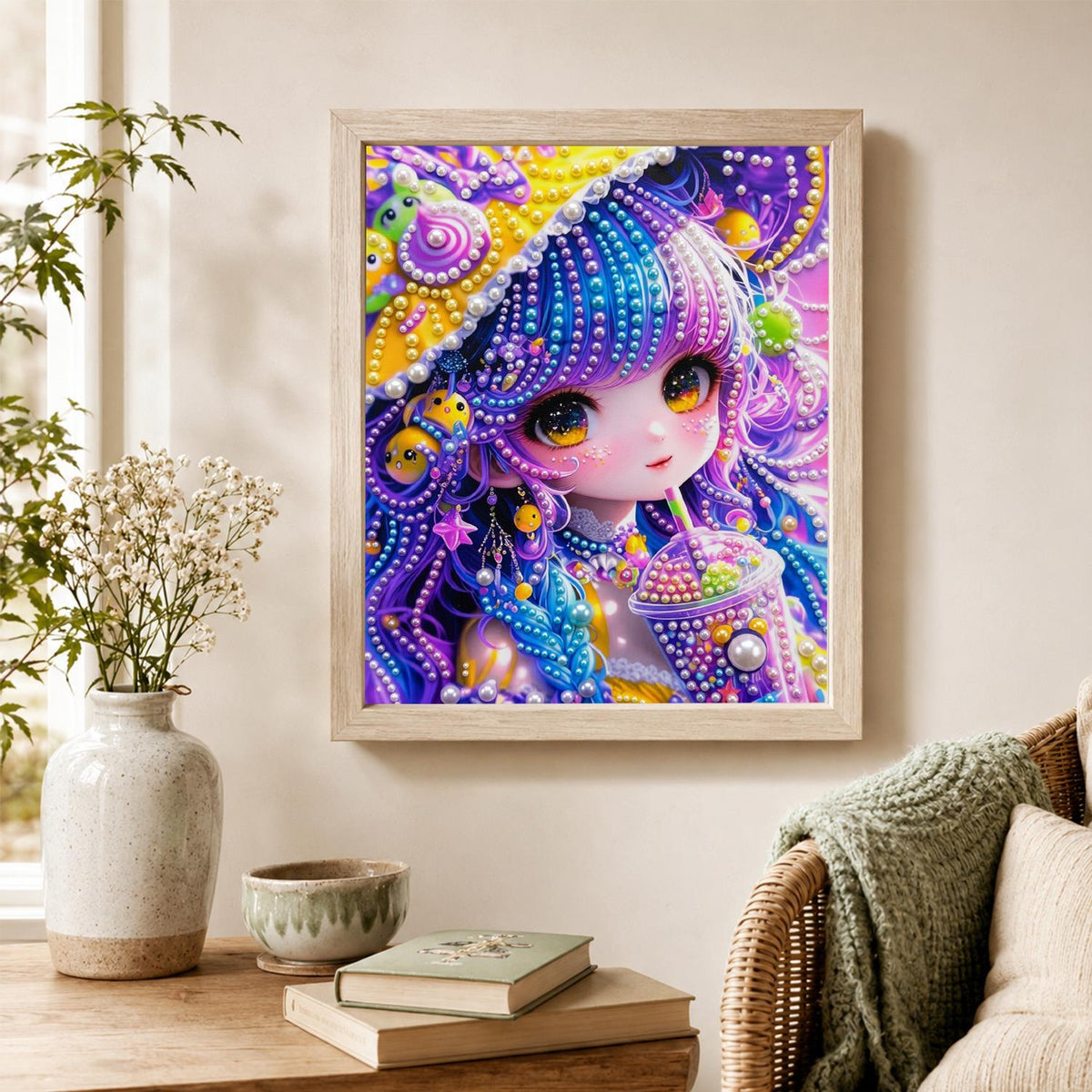 Bubble Tea Galaxy Girl pearl painting – image 4