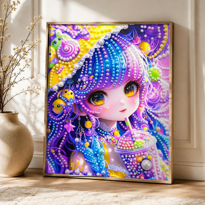 Bubble Tea Galaxy Girl pearl painting – image 5