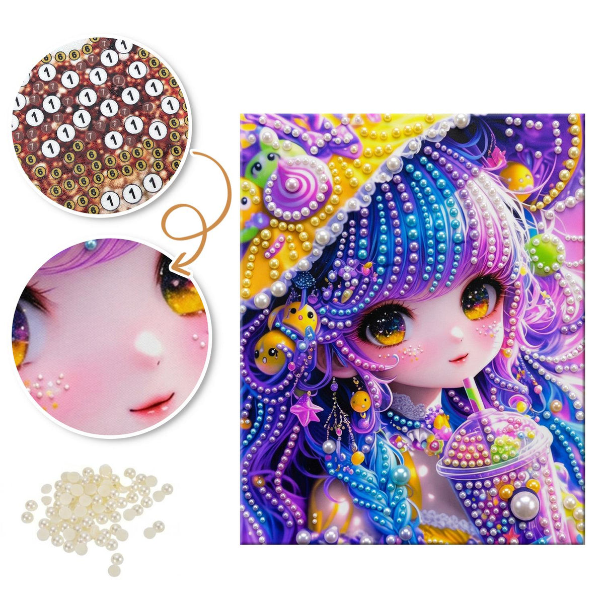 Bubble Tea Galaxy Girl pearl painting – image 6