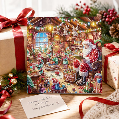 Toymaking Elves with Santa pearl painting – image 2