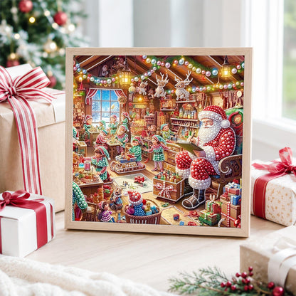 Toymaking Elves with Santa pearl painting – image 4