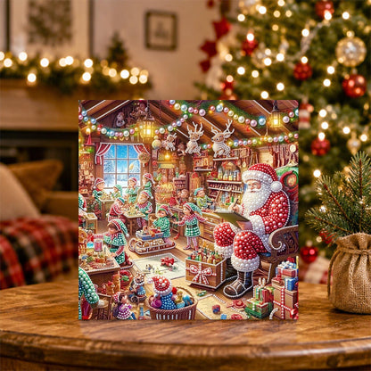 Toymaking Elves with Santa pearl painting – image 5