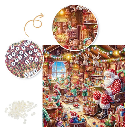 Toymaking Elves with Santa pearl painting – image 6