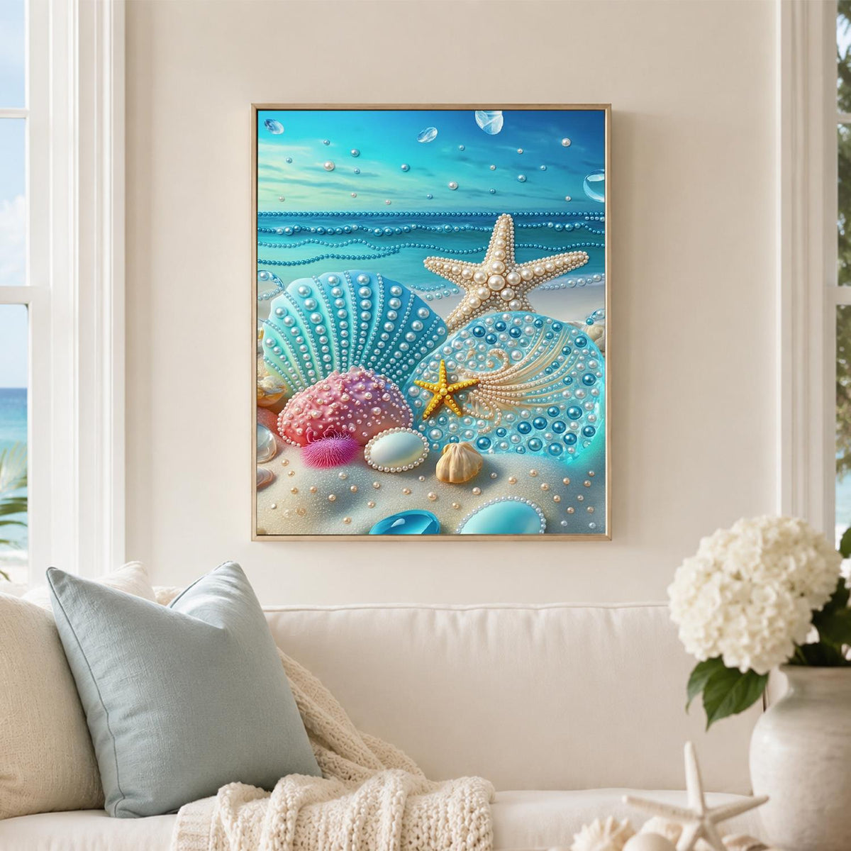 Starfish on a Turquoise Shore pearl painting – image 3