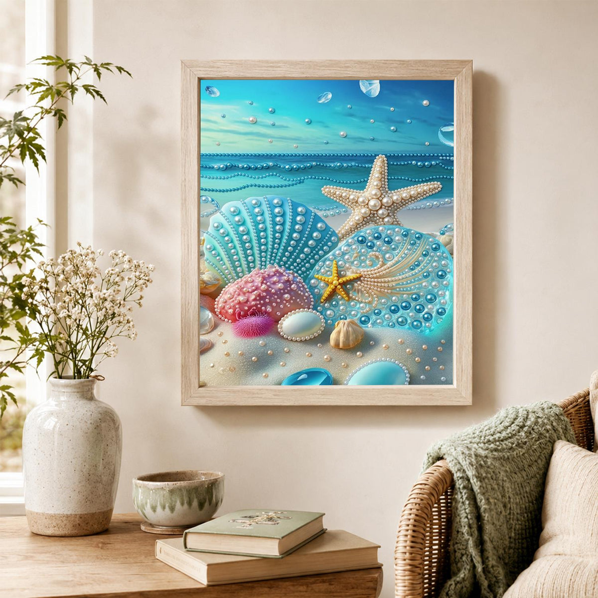 Starfish on a Turquoise Shore pearl painting – image 4