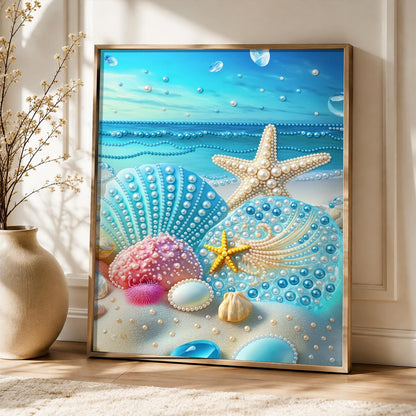 Starfish on a Turquoise Shore pearl painting – image 5