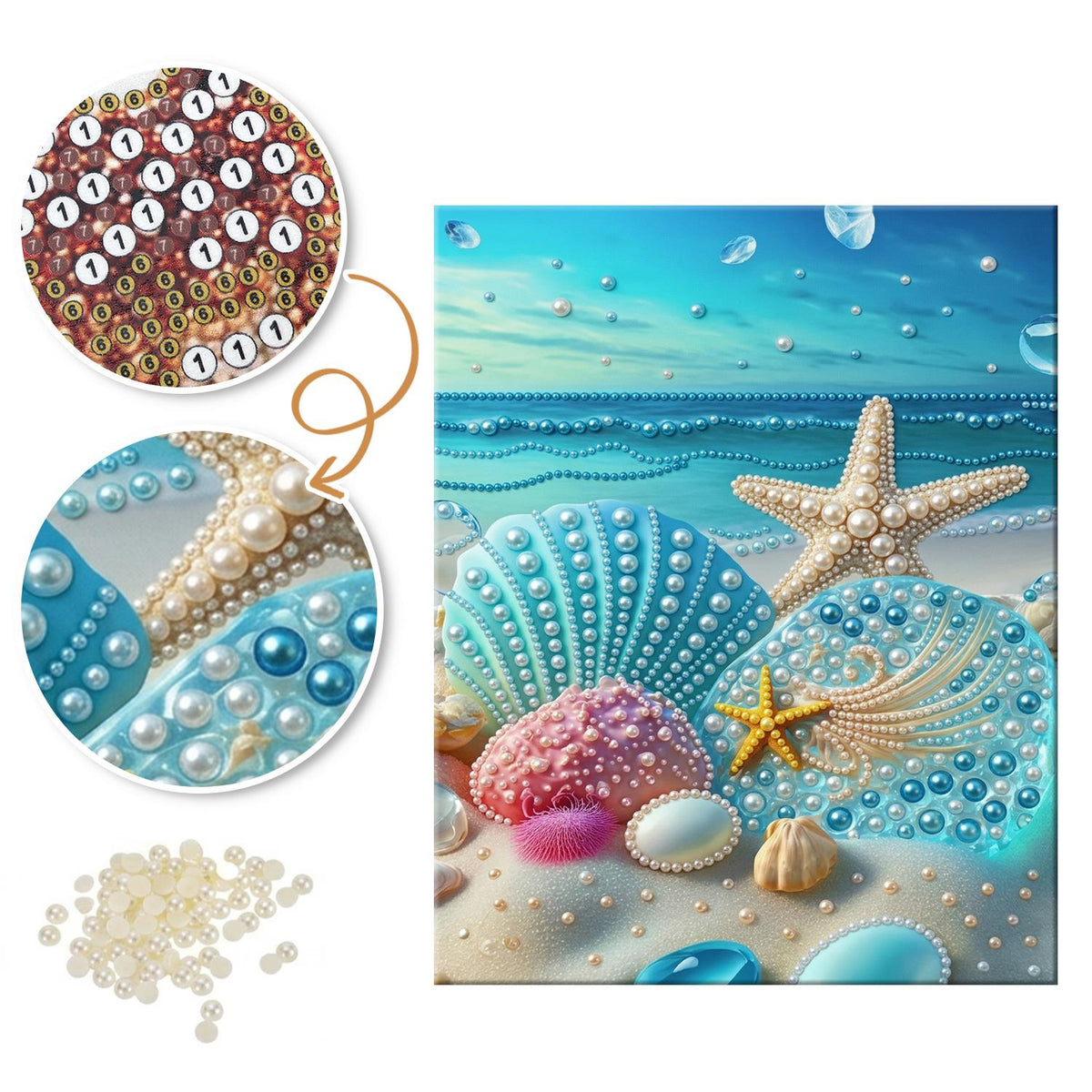 Starfish on a Turquoise Shore pearl painting – image 6