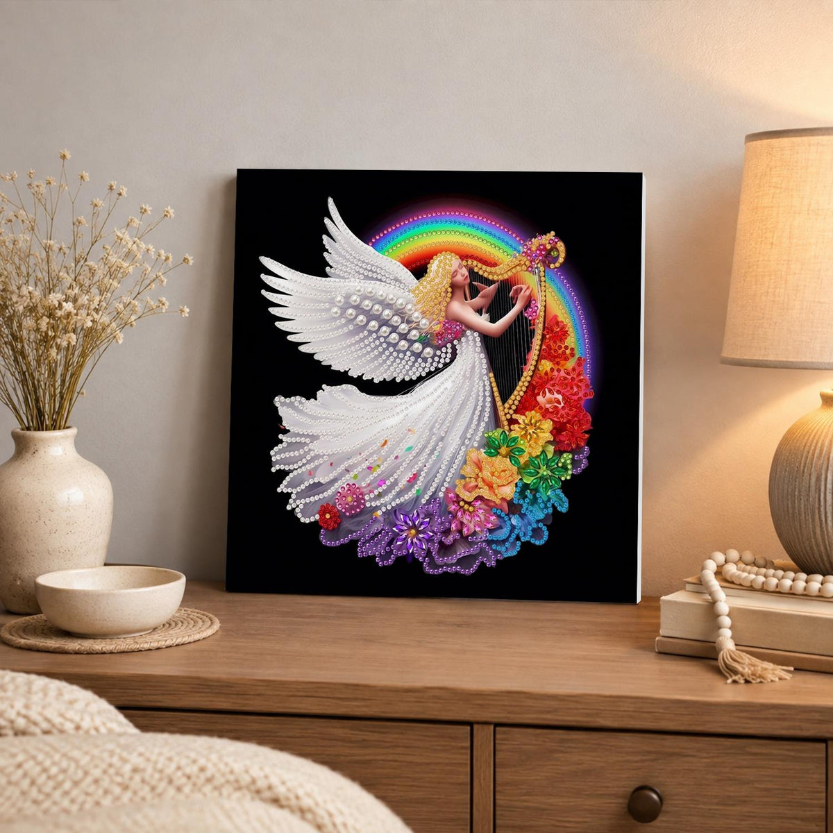 Seraph with a Golden Harp pearl painting – image 3