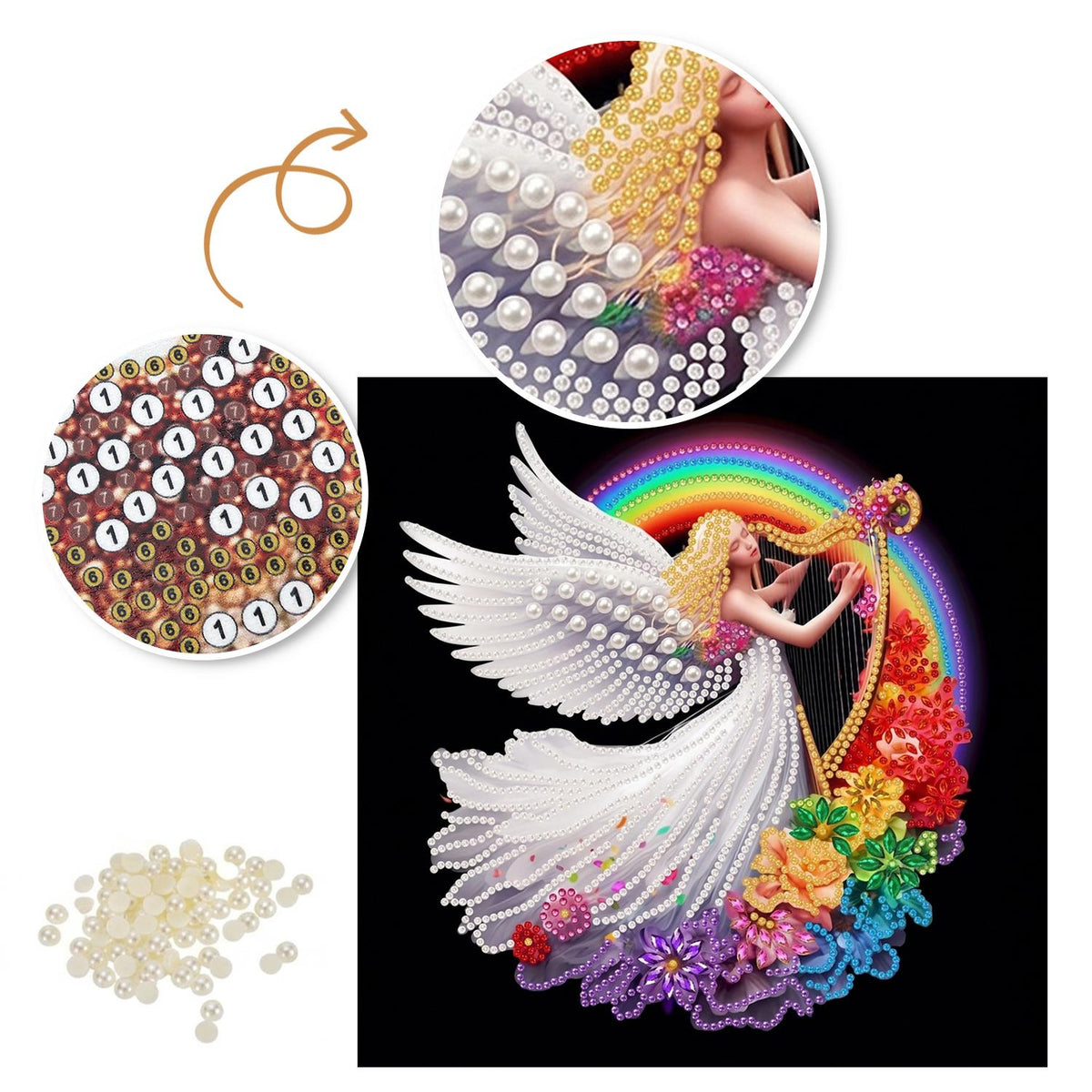 Seraph with a Golden Harp pearl painting – image 6