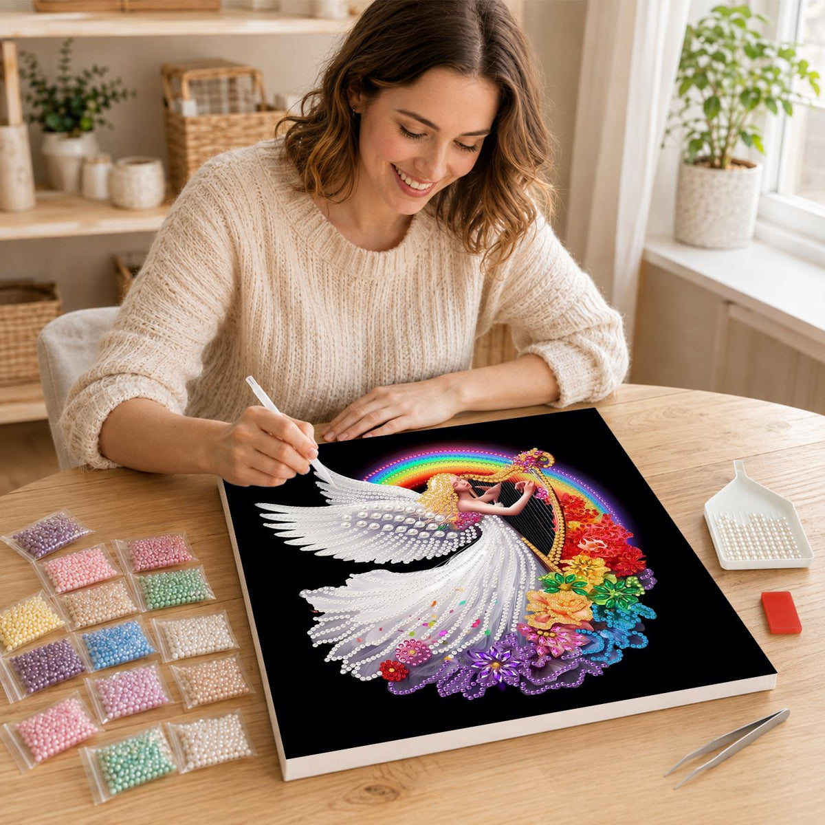 Seraph with a Golden Harp pearl painting – image 16
