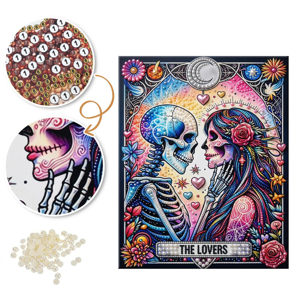 Skeleton Sweethearts Tarot pearl painting – image 6