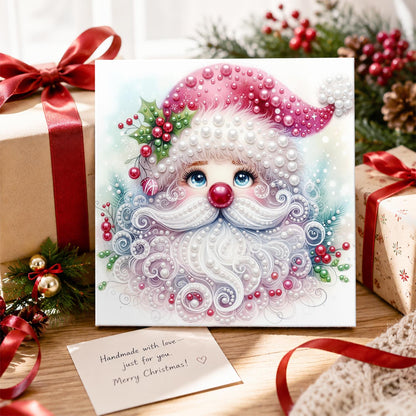 Pink Swirl-Bearded Santa Face pearl painting – image 2