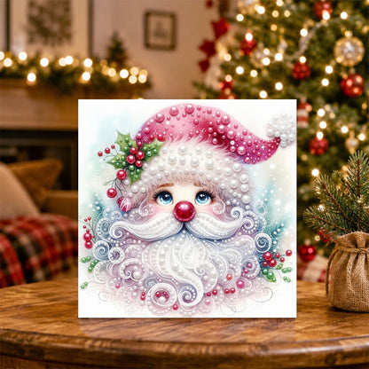 Pink Swirl-Bearded Santa Face pearl painting – image 5