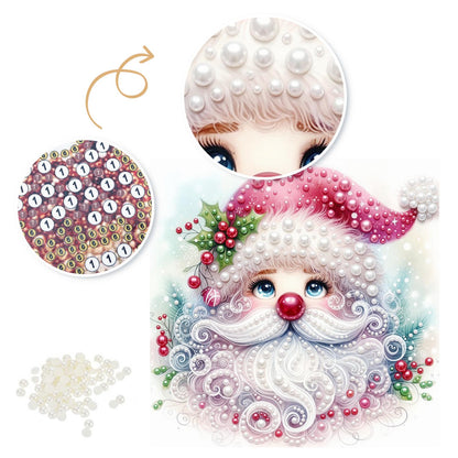 Pink Swirl-Bearded Santa Face pearl painting – image 6