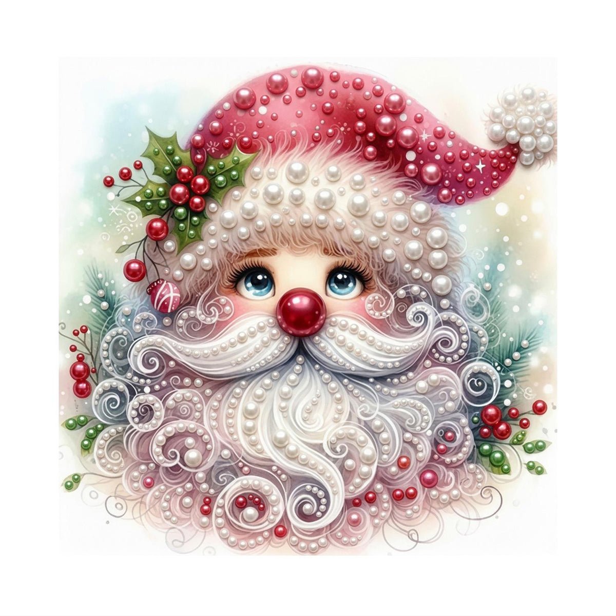 Pink Swirl-Bearded Santa Face pearl painting – image 11