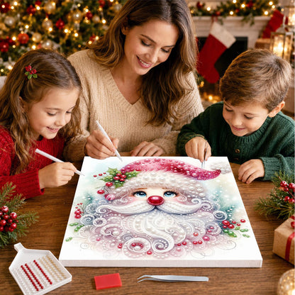 Pink Swirl-Bearded Santa Face pearl painting – image 15