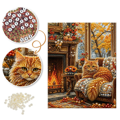 Fireside Cat on a Knit Throw pearl painting – image 6