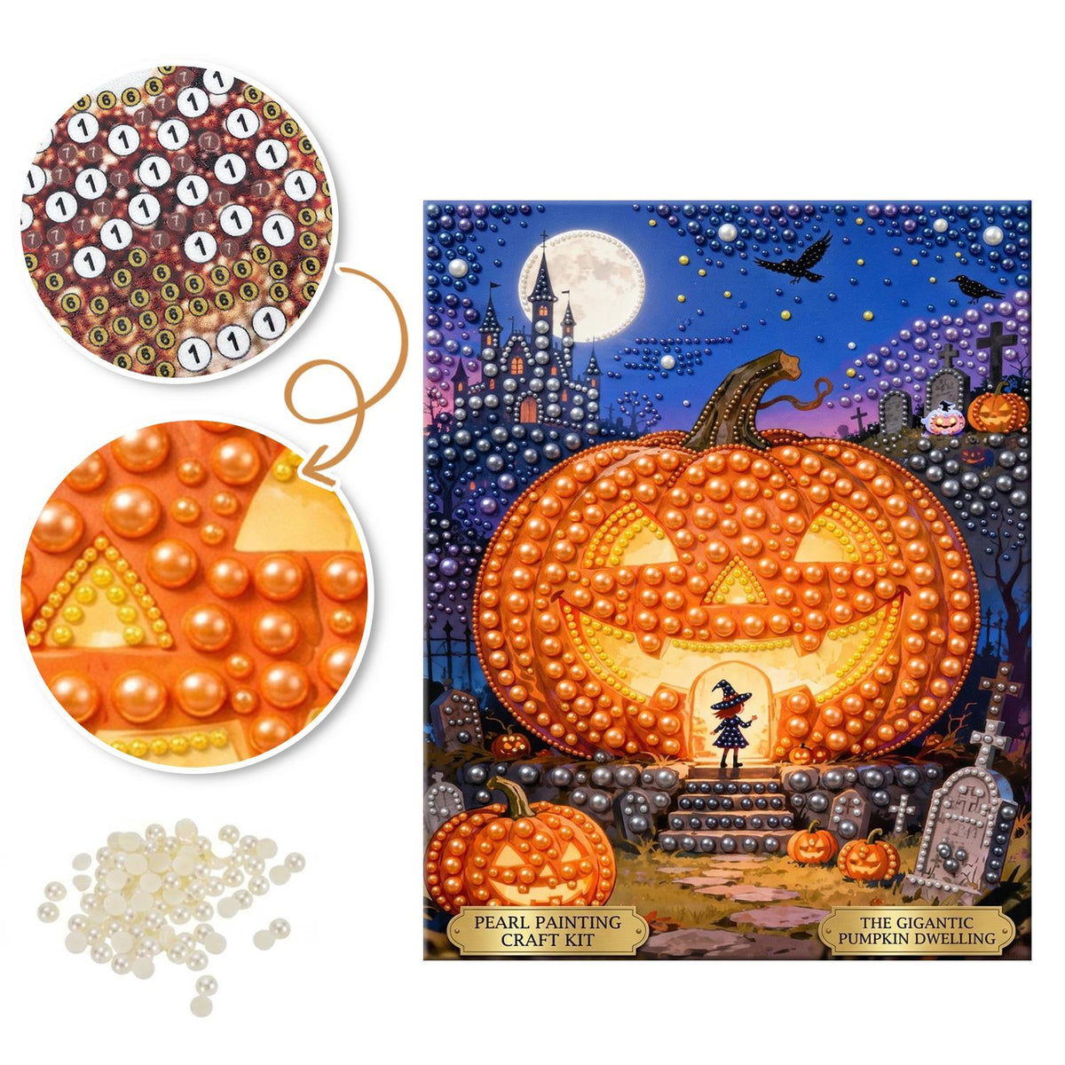 Witch at the Giant Pumpkin House pearl painting – image 6