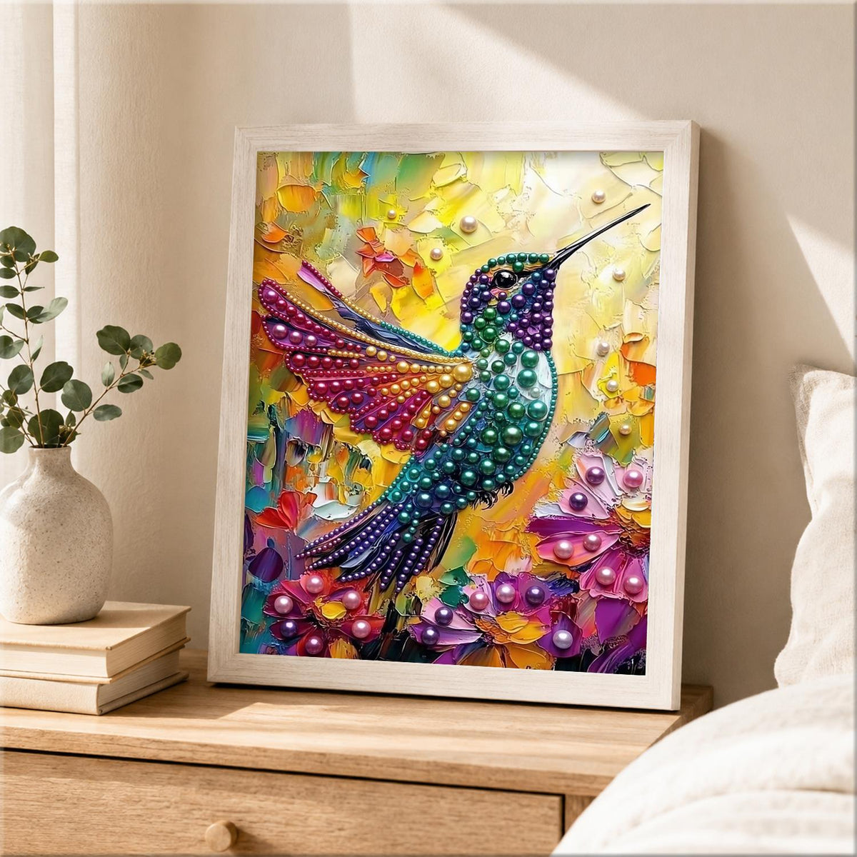 Emerald Hummingbird in Sunlight pearl painting – image 2