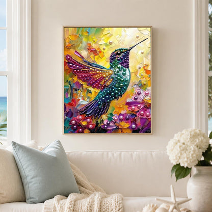 Emerald Hummingbird in Sunlight pearl painting – image 3