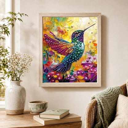 Emerald Hummingbird in Sunlight pearl painting – image 4