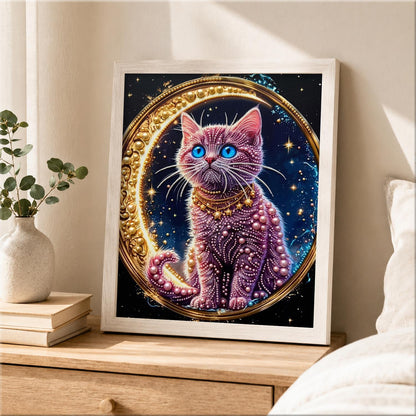 Jeweled Kitty and Crescent Moon pearl painting – image 2