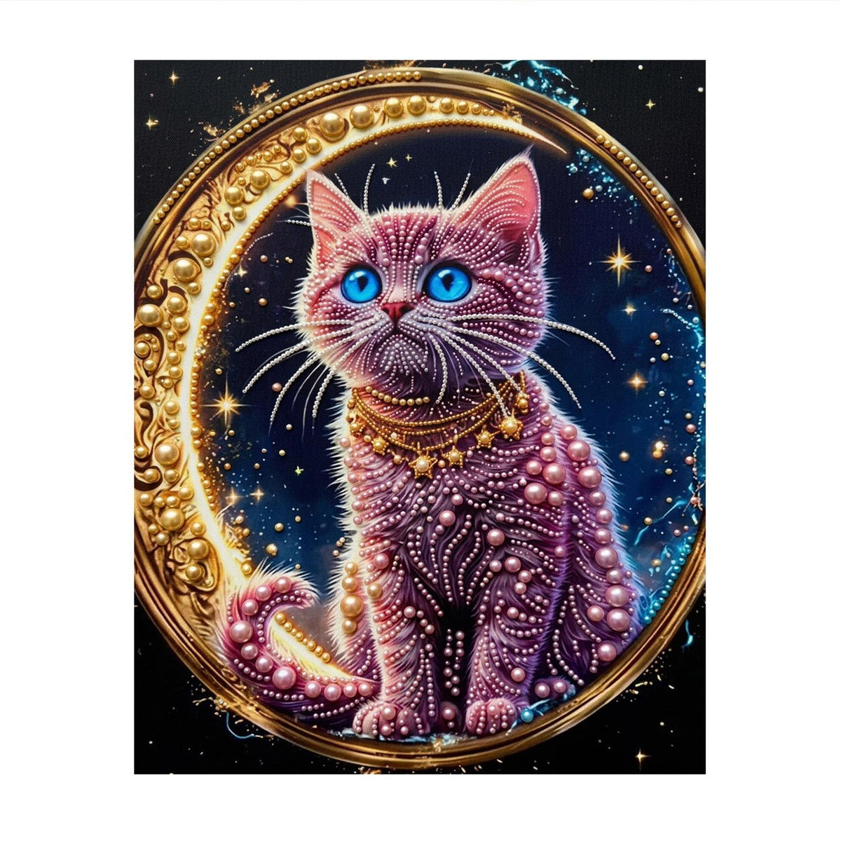 Jeweled Kitty and Crescent Moon pearl painting – image 11