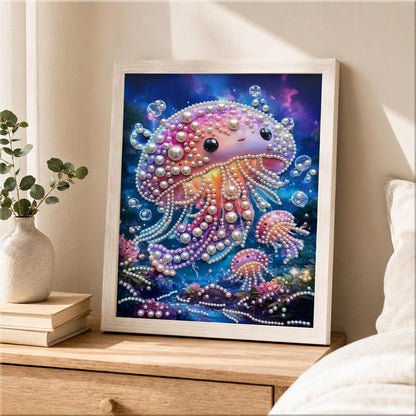 Smiling Jellyfish Family pearl painting – image 2