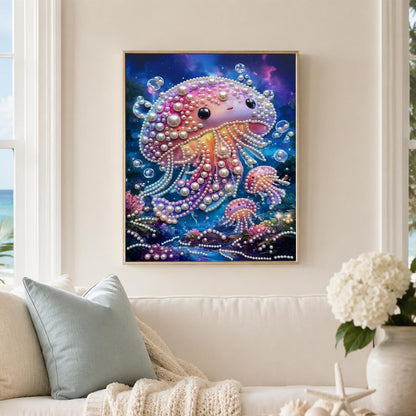 Smiling Jellyfish Family pearl painting – image 3