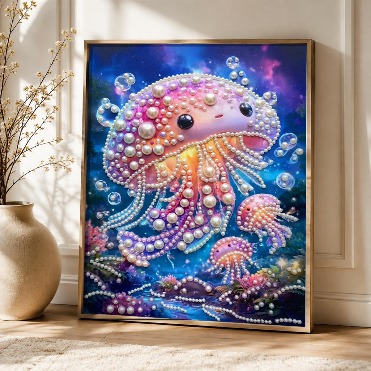 Smiling Jellyfish Family pearl painting – image 5