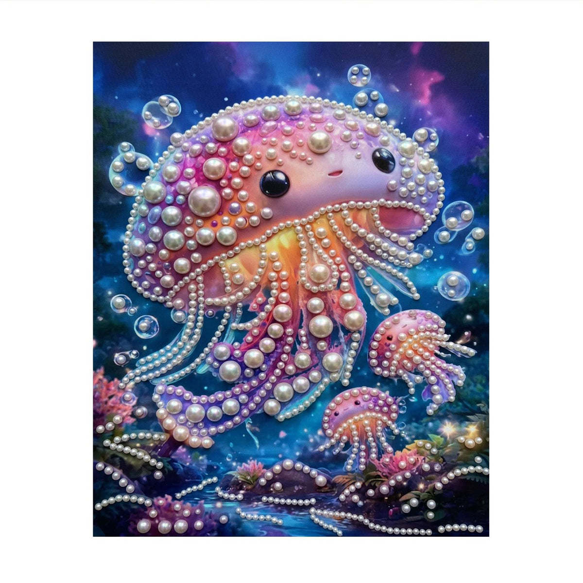 Smiling Jellyfish Family pearl painting – image 11