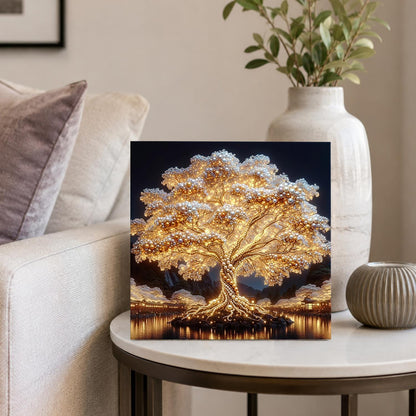 Shimmering Tree on Midnight Water pearl painting – image 4