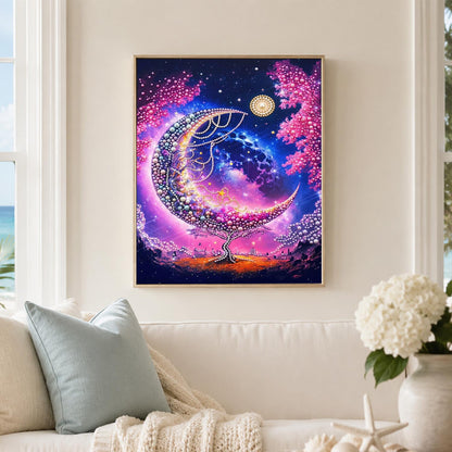 Galaxy Crescent and Blossom Tree pearl painting – image 3
