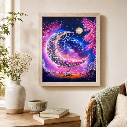 Galaxy Crescent and Blossom Tree pearl painting – image 4