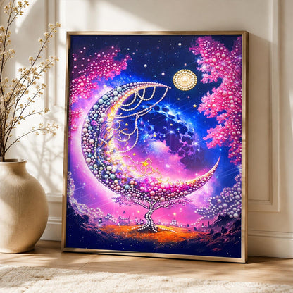Galaxy Crescent and Blossom Tree pearl painting – image 5